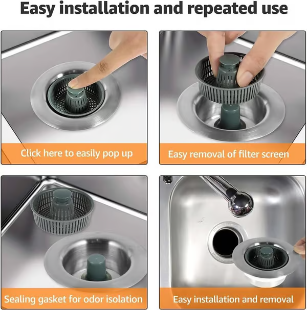 🔥Last Day Promotion 50% OFF♻️♻️♻️New Upgraded 3-in-1 Design Sink Elastic Core Sewer Filter