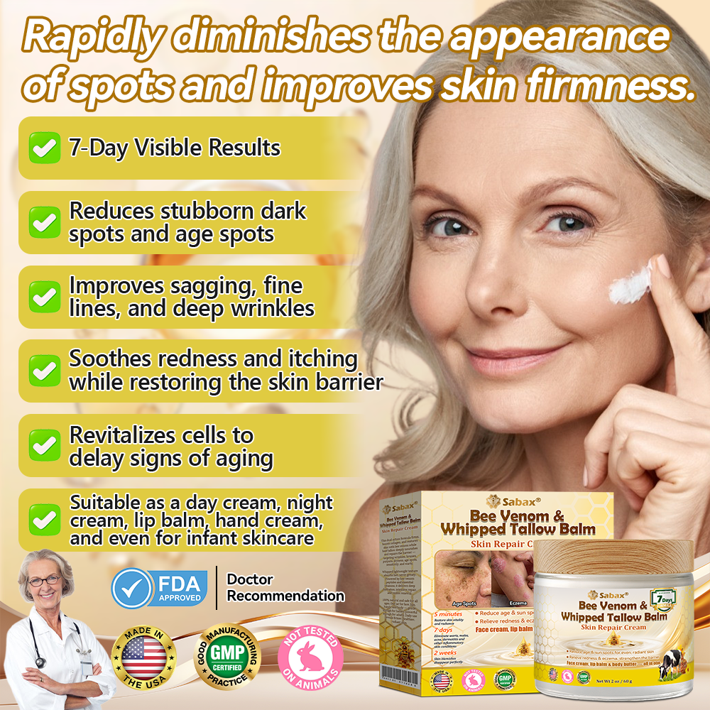 🇺🇸𝑶𝒇𝒇𝒊𝒄𝒊𝒂𝒍 𝑺𝒕𝒐𝒓𝒆|𝑺𝒂𝒃𝒂𝒙® 𝐁𝐞𝐞 𝐕𝐞𝐧𝐨𝐦 & 𝐖𝐡𝐢𝐩𝐩𝐞𝐝 𝐓𝐚𝐥𝐥𝐨𝐰 𝐁𝐚𝐥𝐦 Skin Repair Cream (𝐉𝐮𝐬𝐭 𝐨𝐧𝐜𝐞 𝐚 𝐝𝐚𝐲, 𝐯𝐢𝐬𝐢𝐛𝐥𝐞 𝐜𝐡𝐚𝐧𝐠𝐞𝐬 𝐢𝐧 𝟕 𝐝𝐚𝐲𝐬) ✅ Targets Age Spots, Wrinkles, Eczema, Redness, Stretch Marks, and Even Joint Issues.