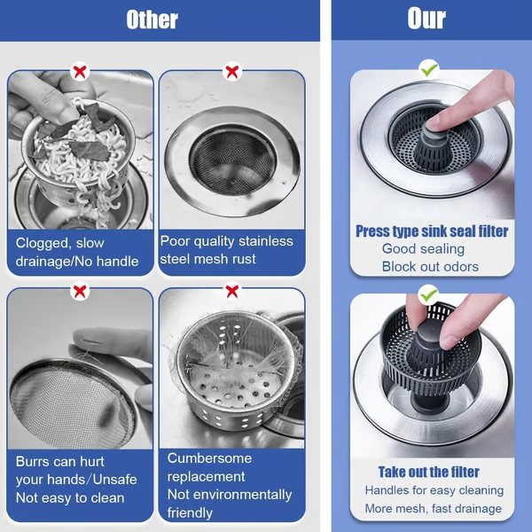 🔥Last Day Promotion 50% OFF♻️♻️♻️New Upgraded 3-in-1 Design Sink Elastic Core Sewer Filter